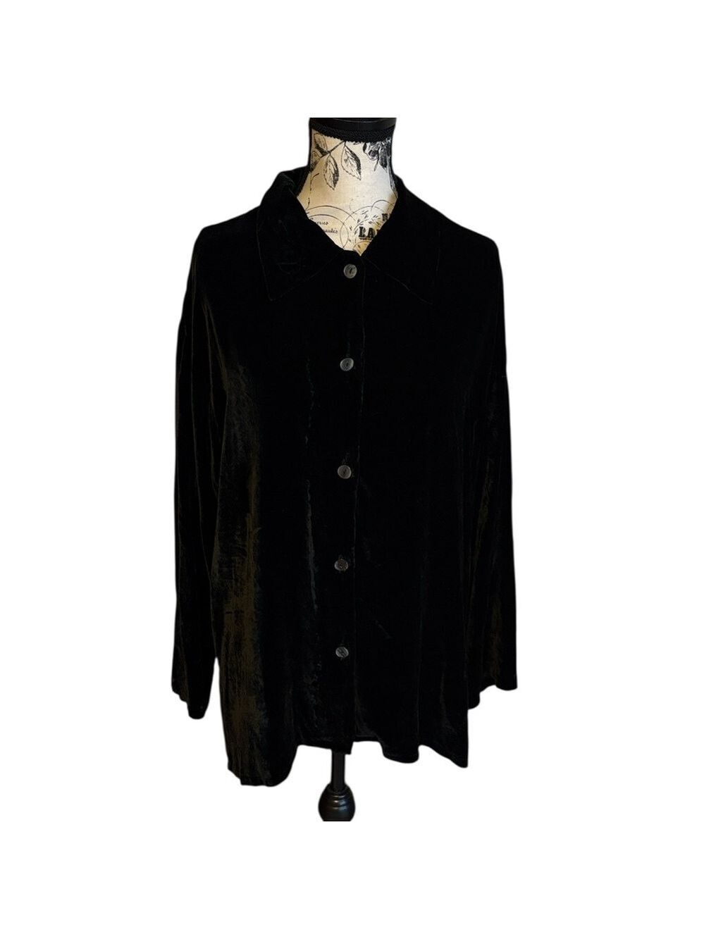 Victoria's Secret Vintage Velvet Top Silk Blend Long Sleeve Black Size M